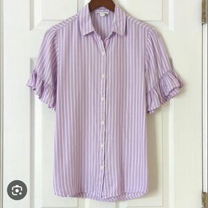 Purple and white striped summer top